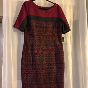 NWT Liz Claiborne burgundy black business dress